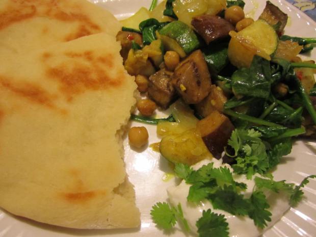 Homemade Naan with Curried Eggplant